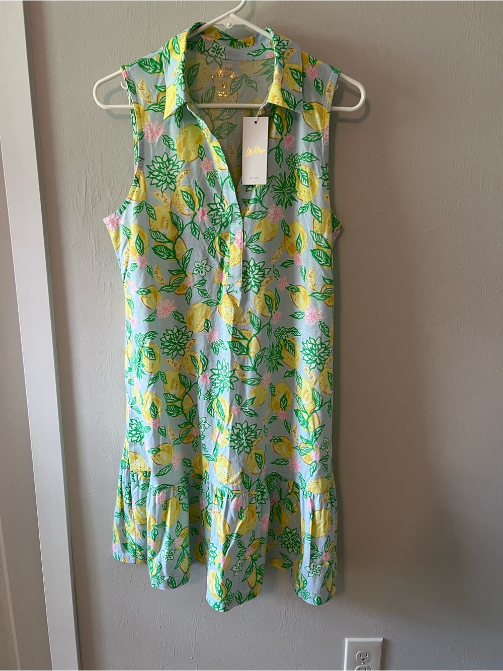 Lilly Pulitzer Green and Yellow Lemon-Print Sleeveless Dress
